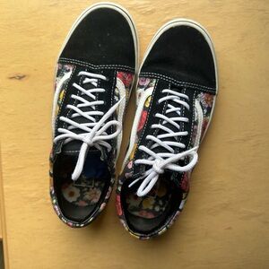 Vans Black and Floral Sneakers